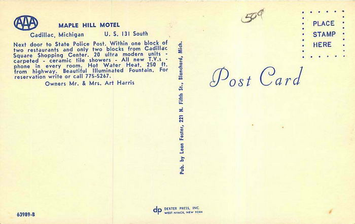 Maple Hill Motel (Economy Inn) - Old Postcard Photo